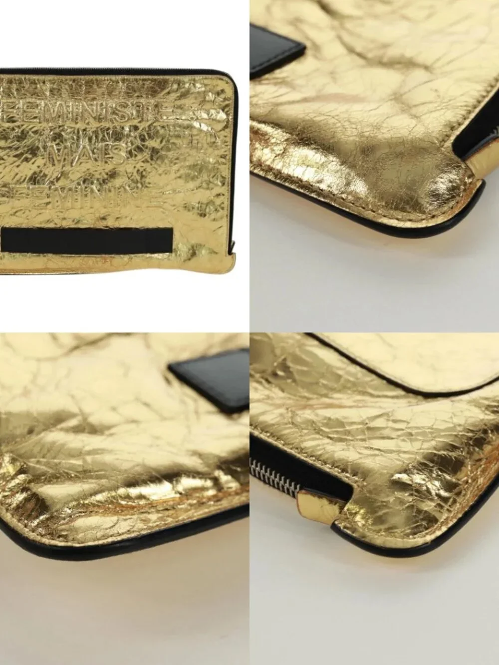 CHANEL Clutch Bag Leather Gold CC Auth 165360M